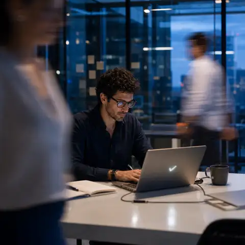 Persona del equipo trabajando con IA aprobada
